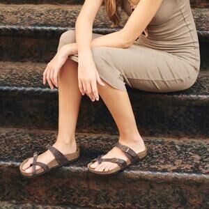 Birkenstock Mayari leather brown sandals size 37 cross cross toe loop boho comfy